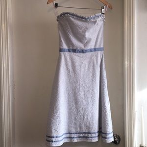 Lily Pod Blue & White Gingham Strapless Dress